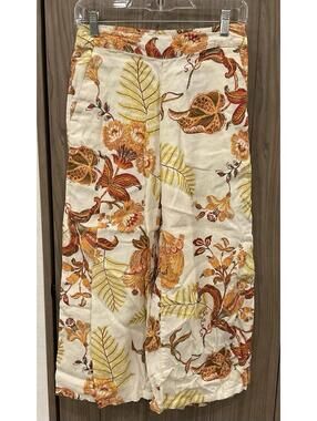 Rachel Zoe Womens Multi Color/floral Linen Capri Pants Size Small